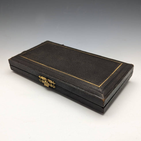 Around 1890 English antique silver plate jam spoon pair in case